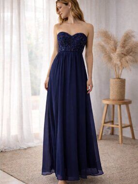 BCBG PARIS Sequin Strapless Chiffon Formal dress Size 0 NWOT